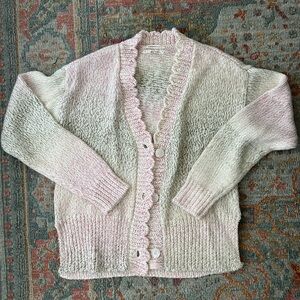 Anthropologie Pink and Cream Knit Sweater Size XS